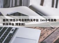 wx网小号批发自助商城,vx小号自助购买平台 博客园