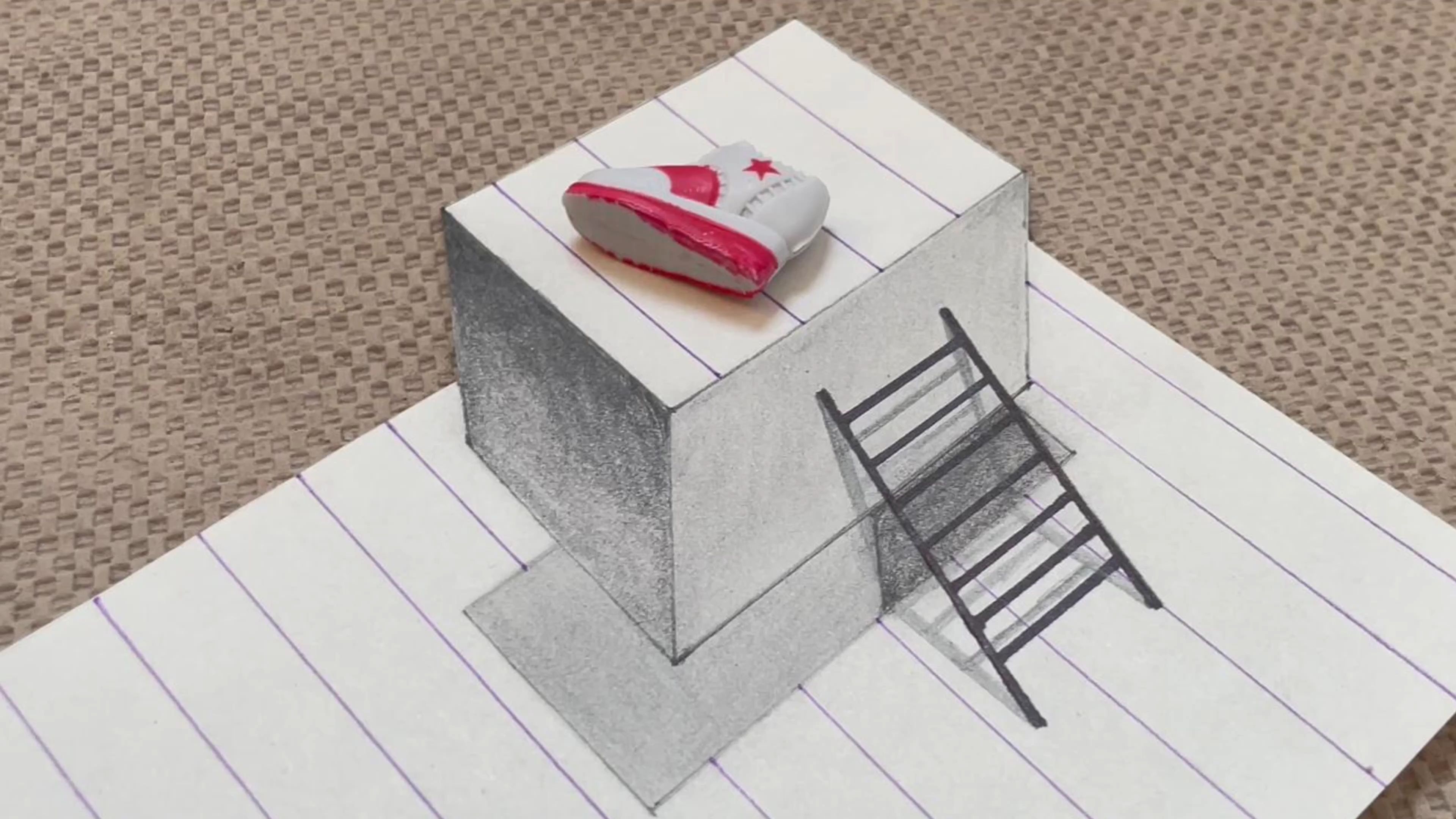 三维立体梯子画法,最简单的3d立体画教程 梯子