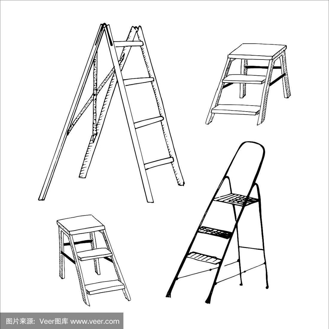 动物梯子简笔画,小动物爬梯子简笔画